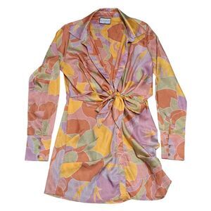 Runaway Ruby Mindy Mini Dress Sage Lightweight Woven Satin XS Fun Multi-color